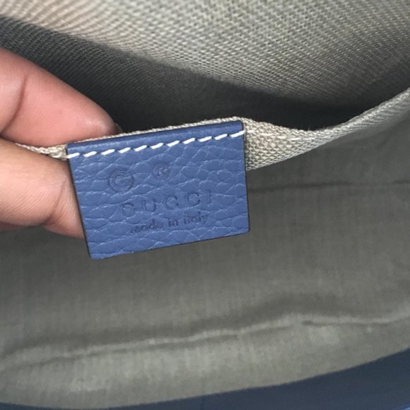 NWT Gucci Women's Camera Case Small Bree Monogram GG Shoulder Bag Beige/Blue - Picture 6 of 7